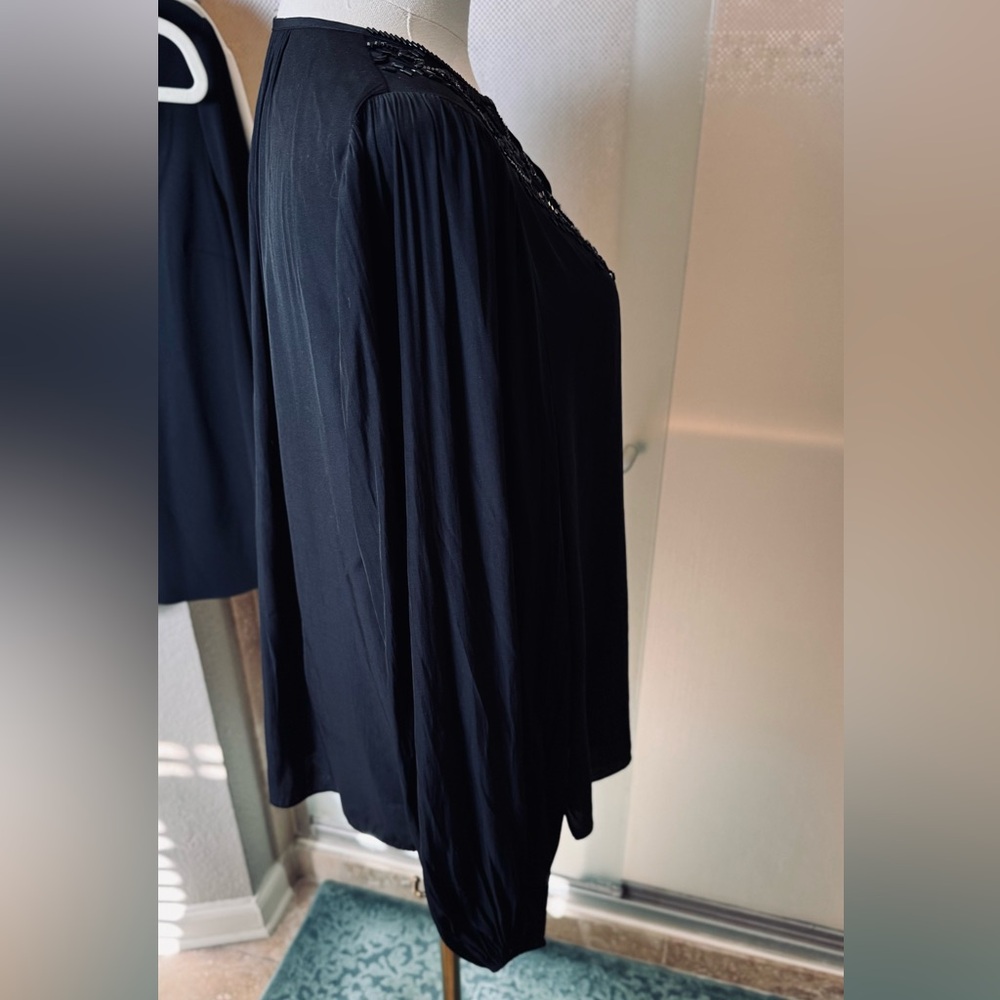 KOBI HALPERIN Keegan Beaded Black Blouse Embellished Top - Picture 9 of 16